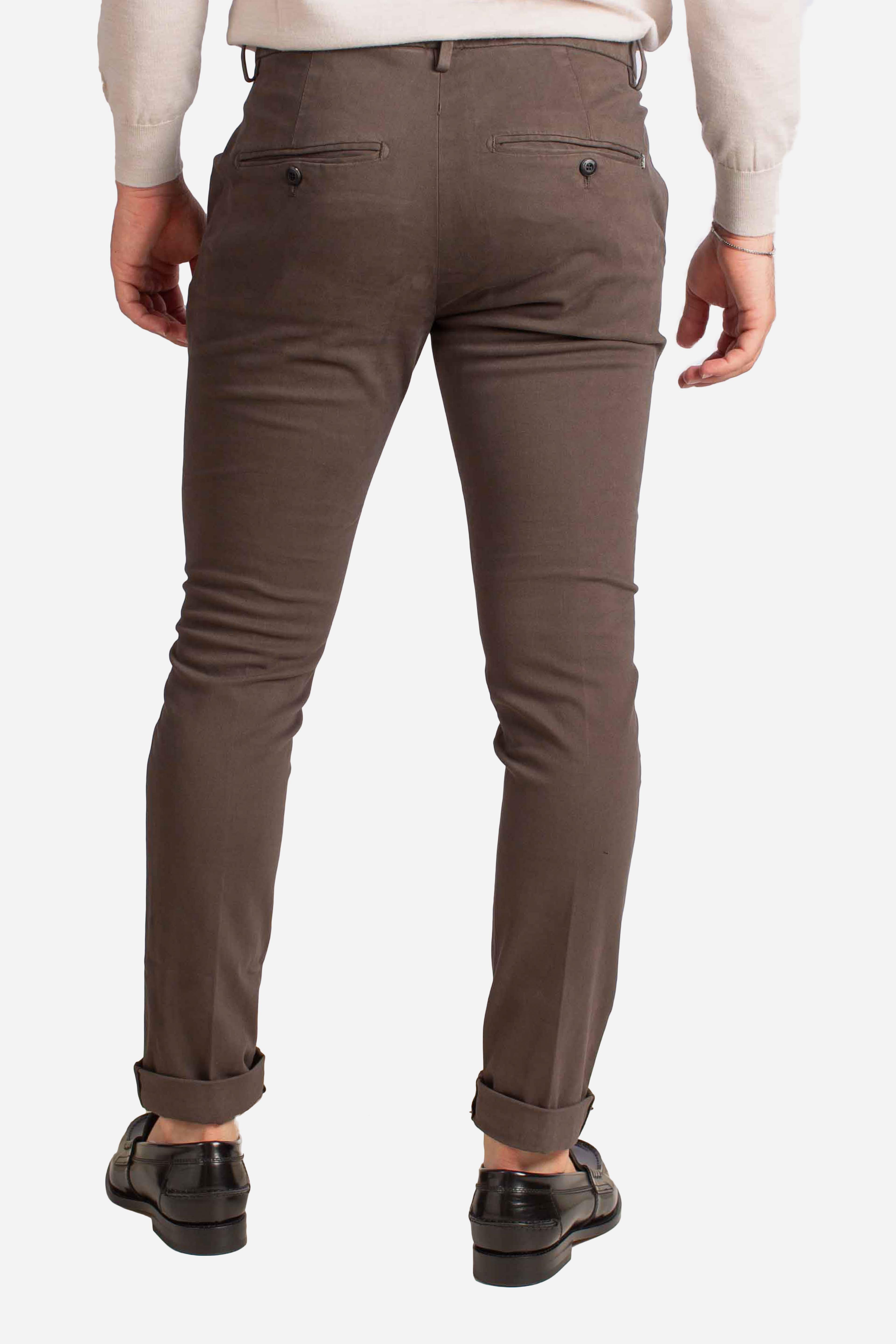 Pantaloni Slim Fit in Cotone Stretch moro UP235RSE032U671 DONDUP