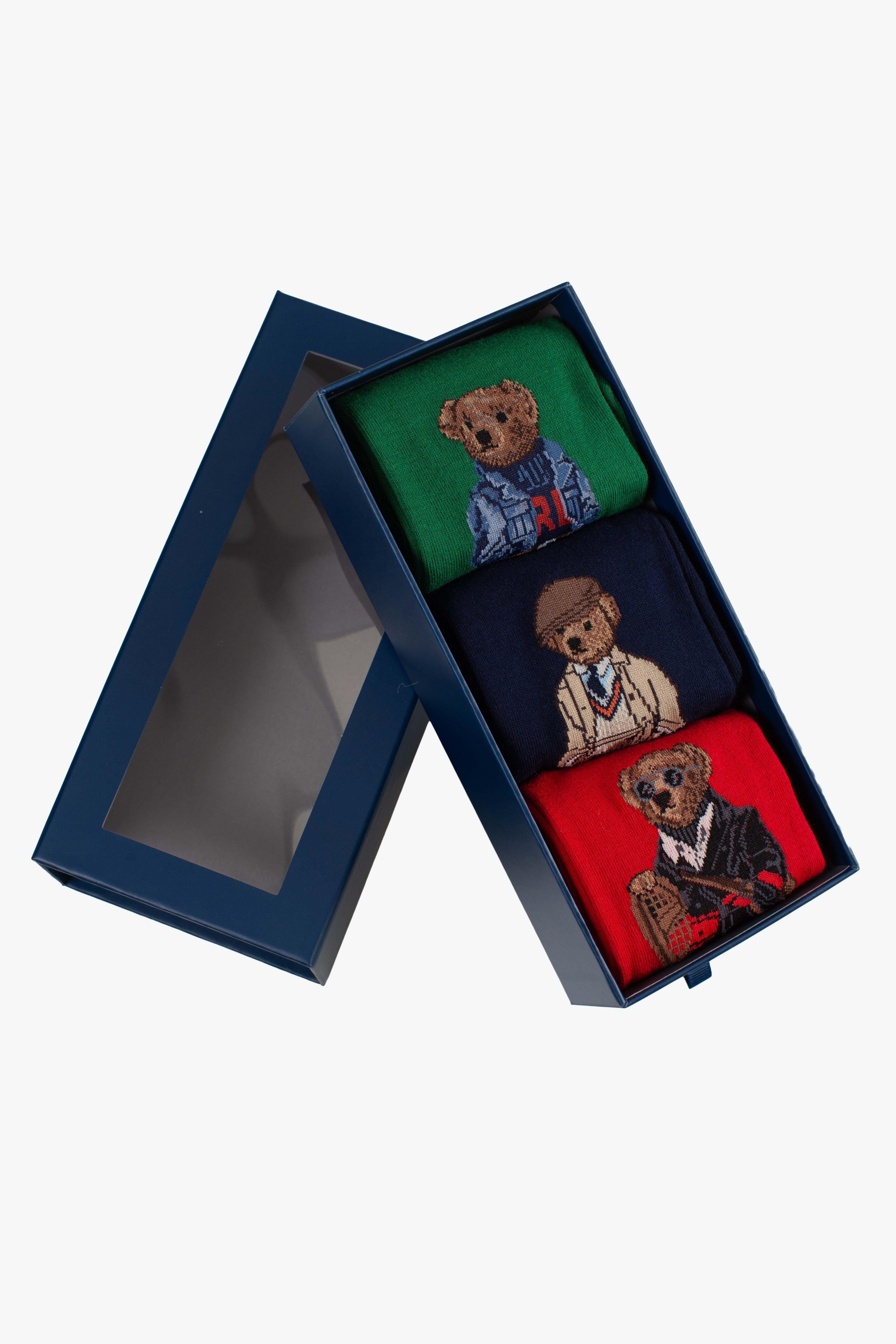 Set regalo 3 paia di calze Polo Bear green navy red 449P04717001 POLO RALPH LAUREN