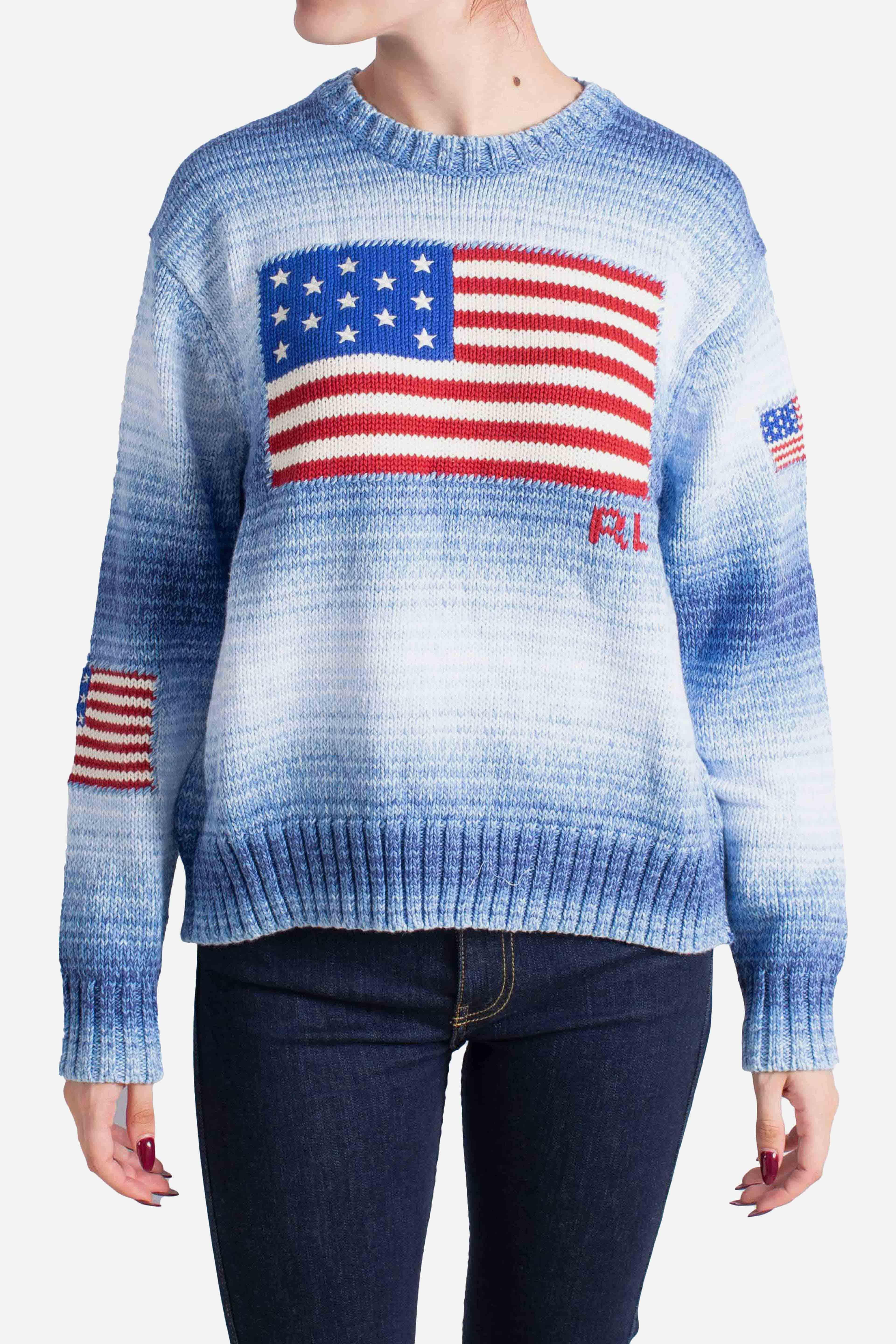 Maglia in cotone ombré con bandiera 211972146001 POLO RALPH LAUREN