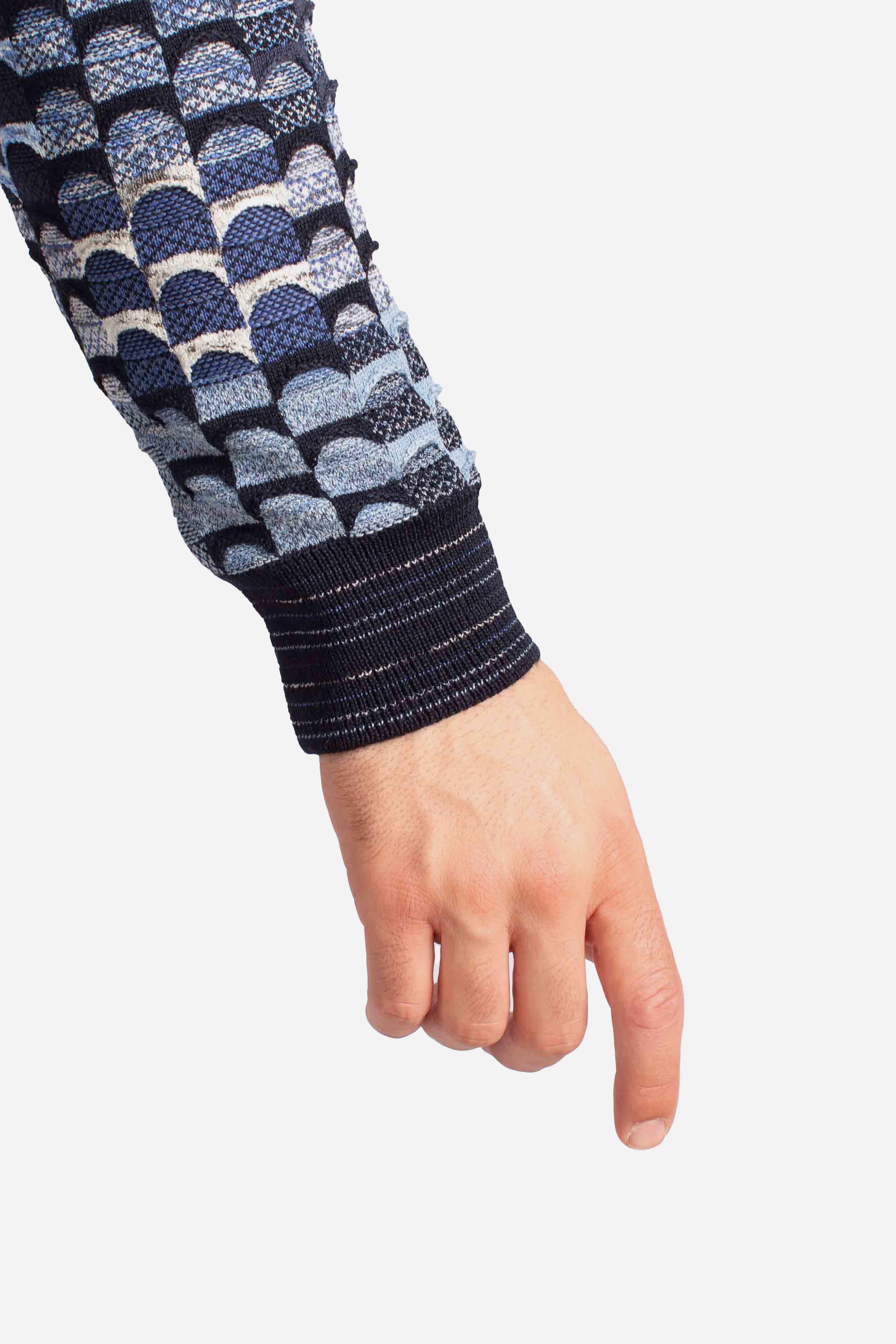 Maglia Uomo Multicolor a Fantasia Geometrica blu 32091610G0490 LORENZONI