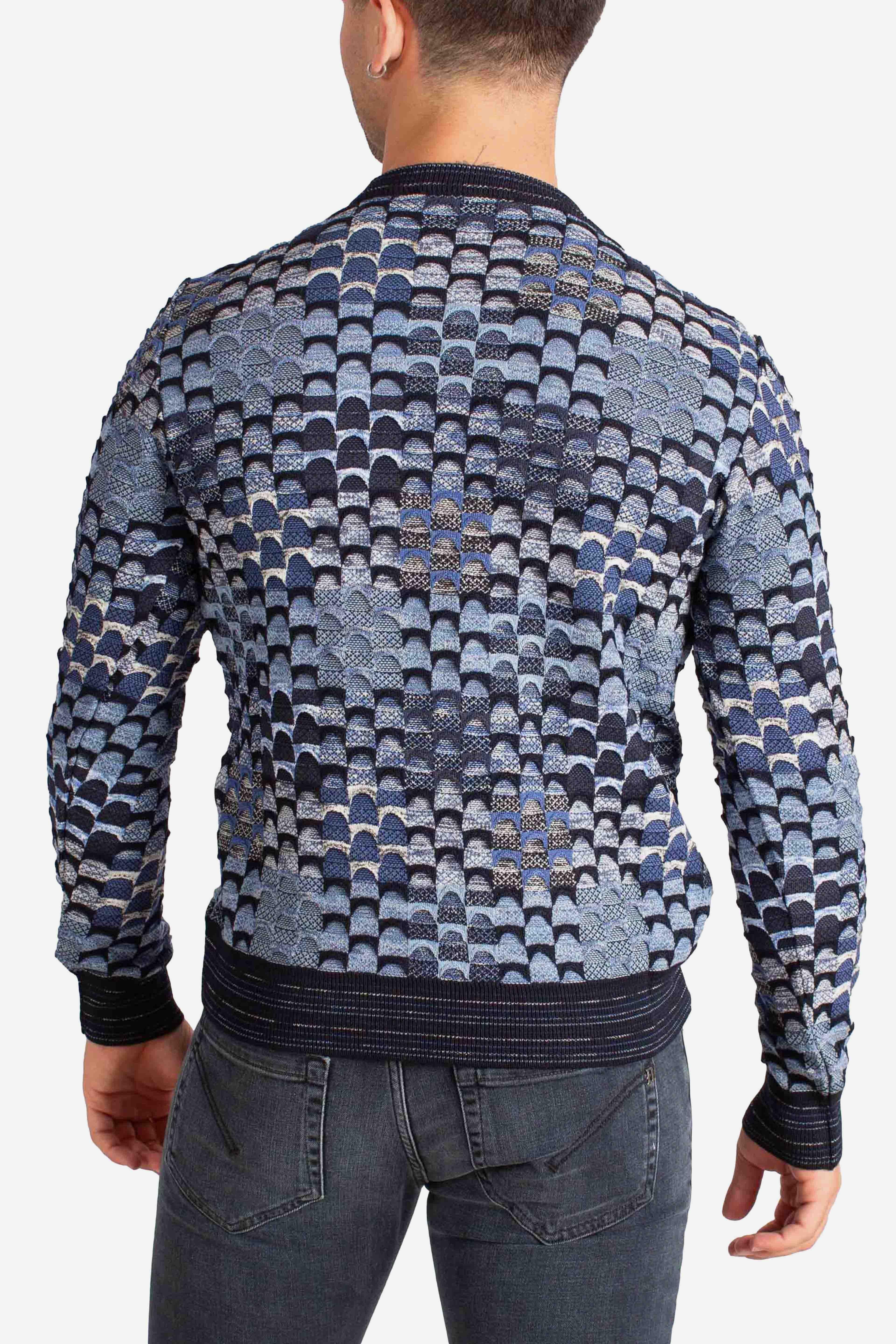 Maglia Uomo Multicolor a Fantasia Geometrica blu 32091610G0490 LORENZONI