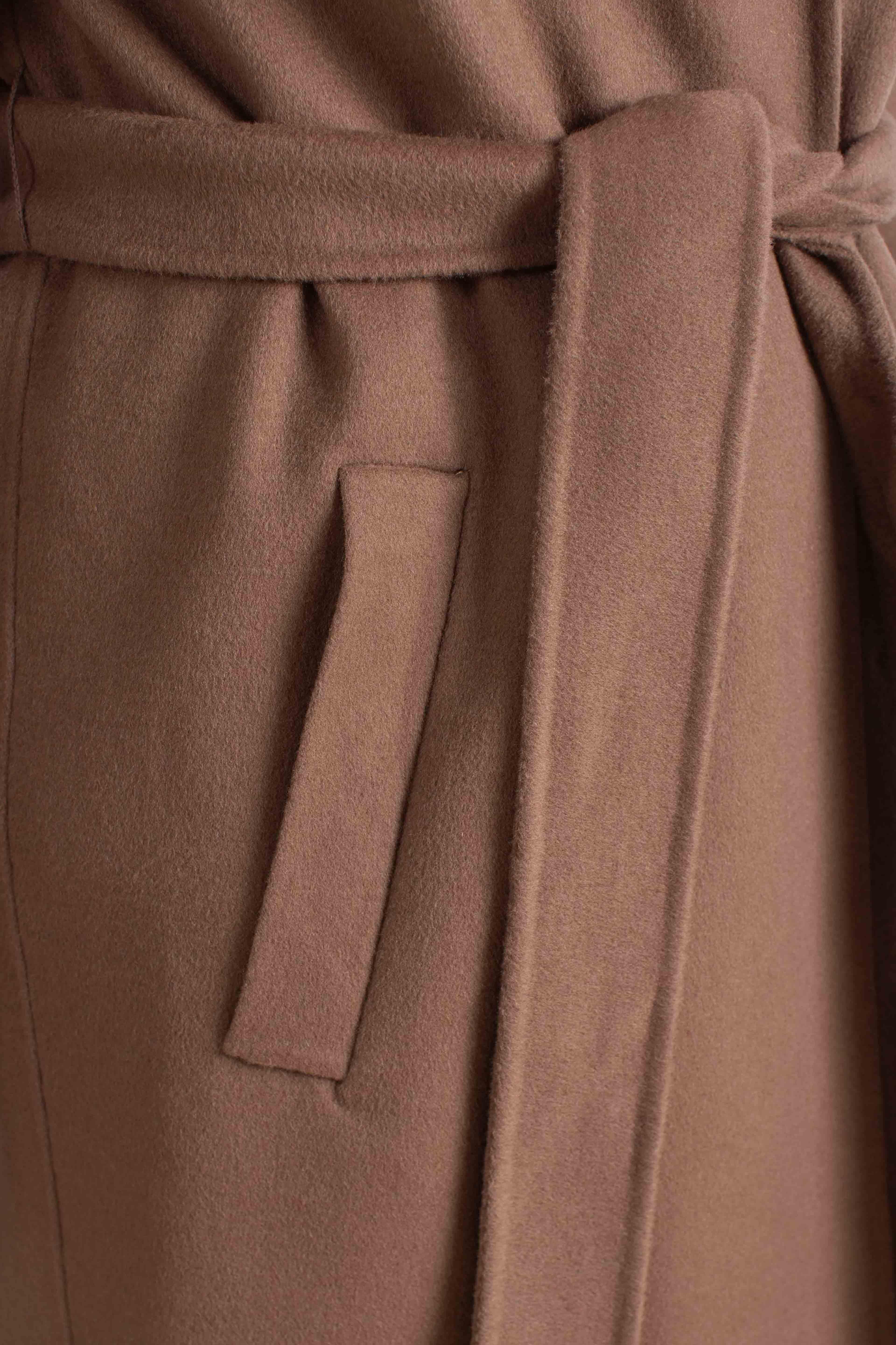 Cappotto lungo con cappuccio e cintura cammello K330Y006A1806 DIXIE