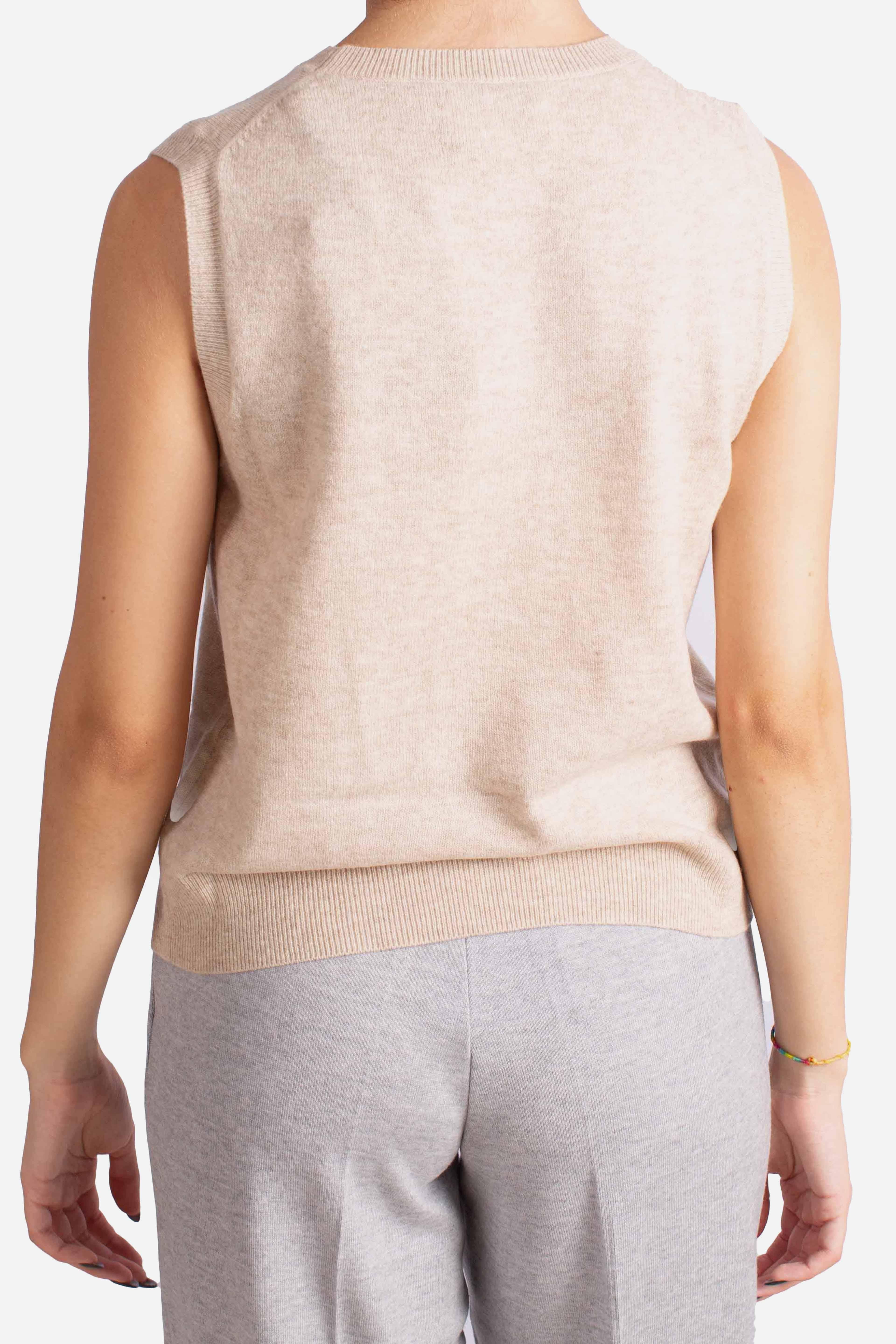 Top Senza Maniche in Maglia Beige AIN000100031I MC2 SAINT BARTH