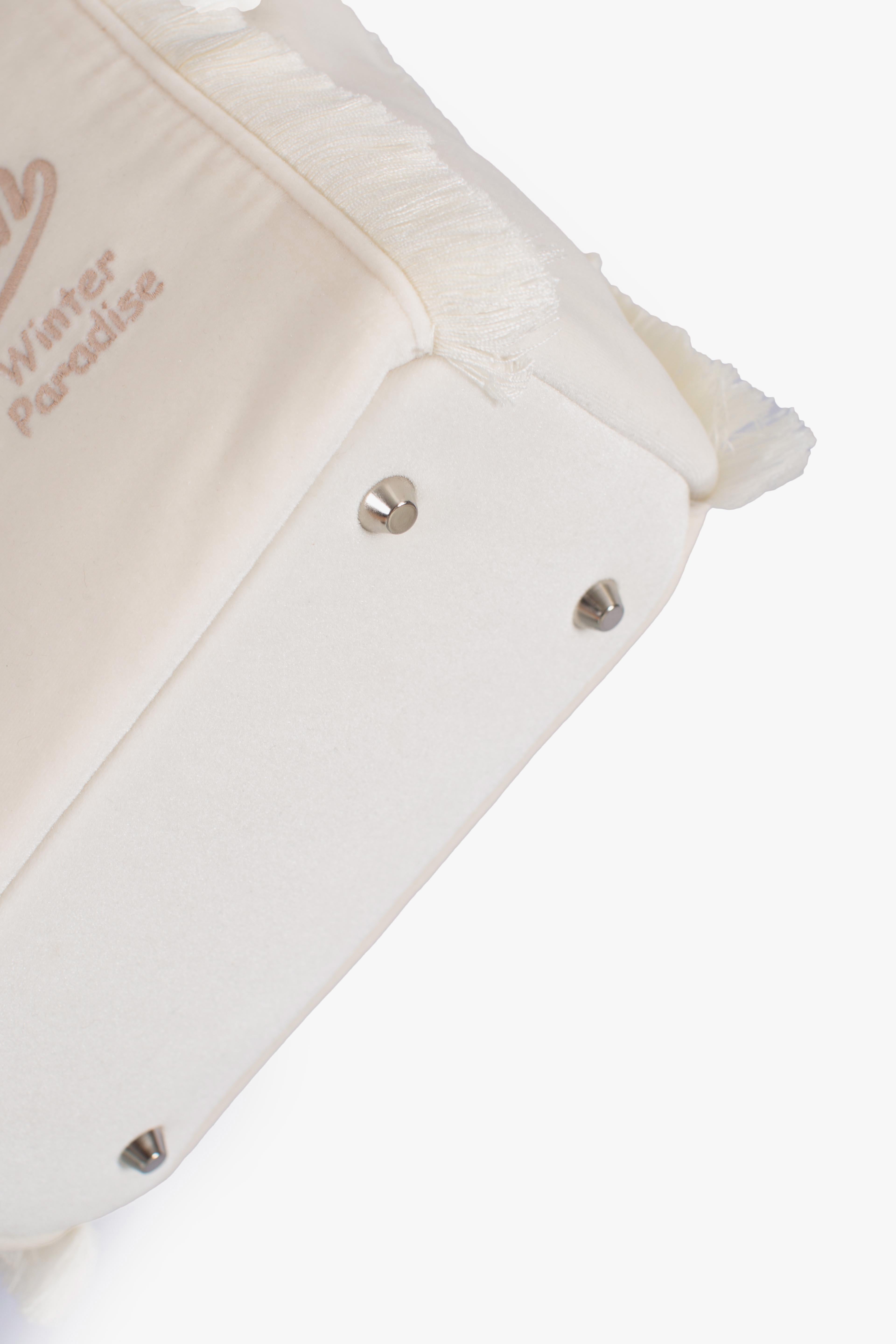 Borsa Vanity mini velvet Dreaming of Saint Barth Winter Paradise white VAMI02701320I MC2 SAINT BARTH