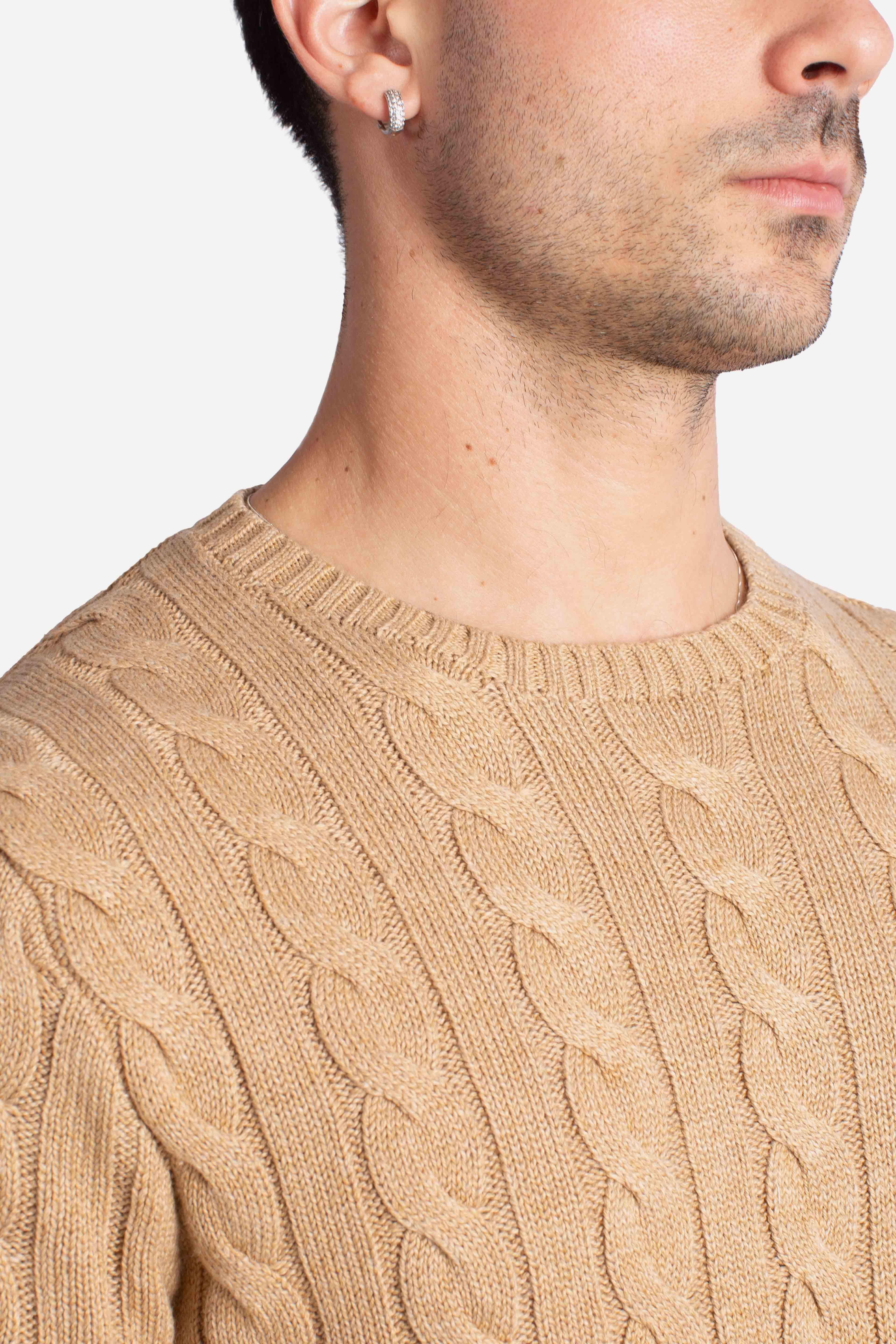 MAGLIONE IN COTONE A TRECCE brown 710775885014 POLO RALPH LAUREN