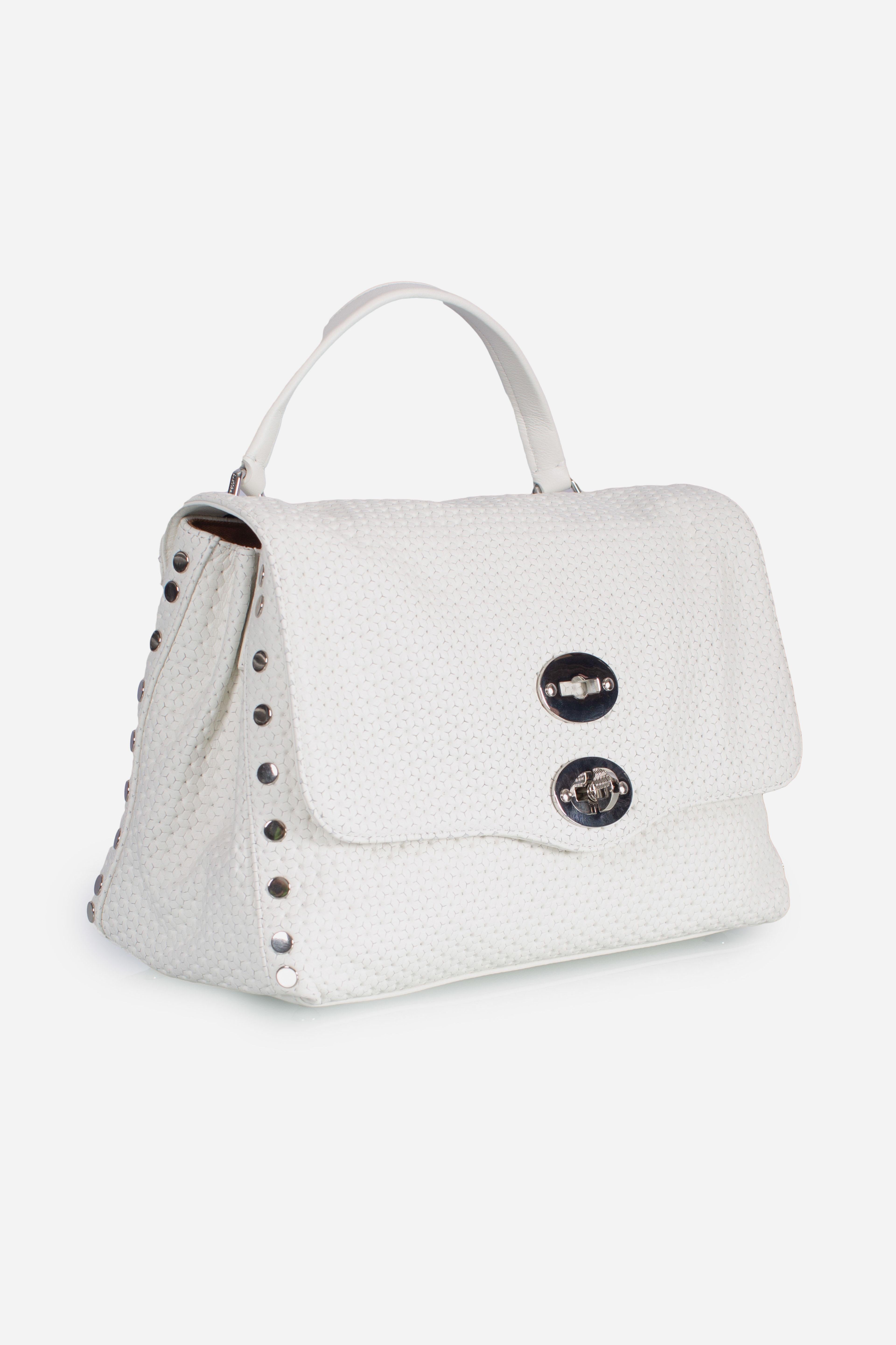 Borsa Postina S effetto intrecciato white cima 0680102190000SZ1170 ZANELLATO