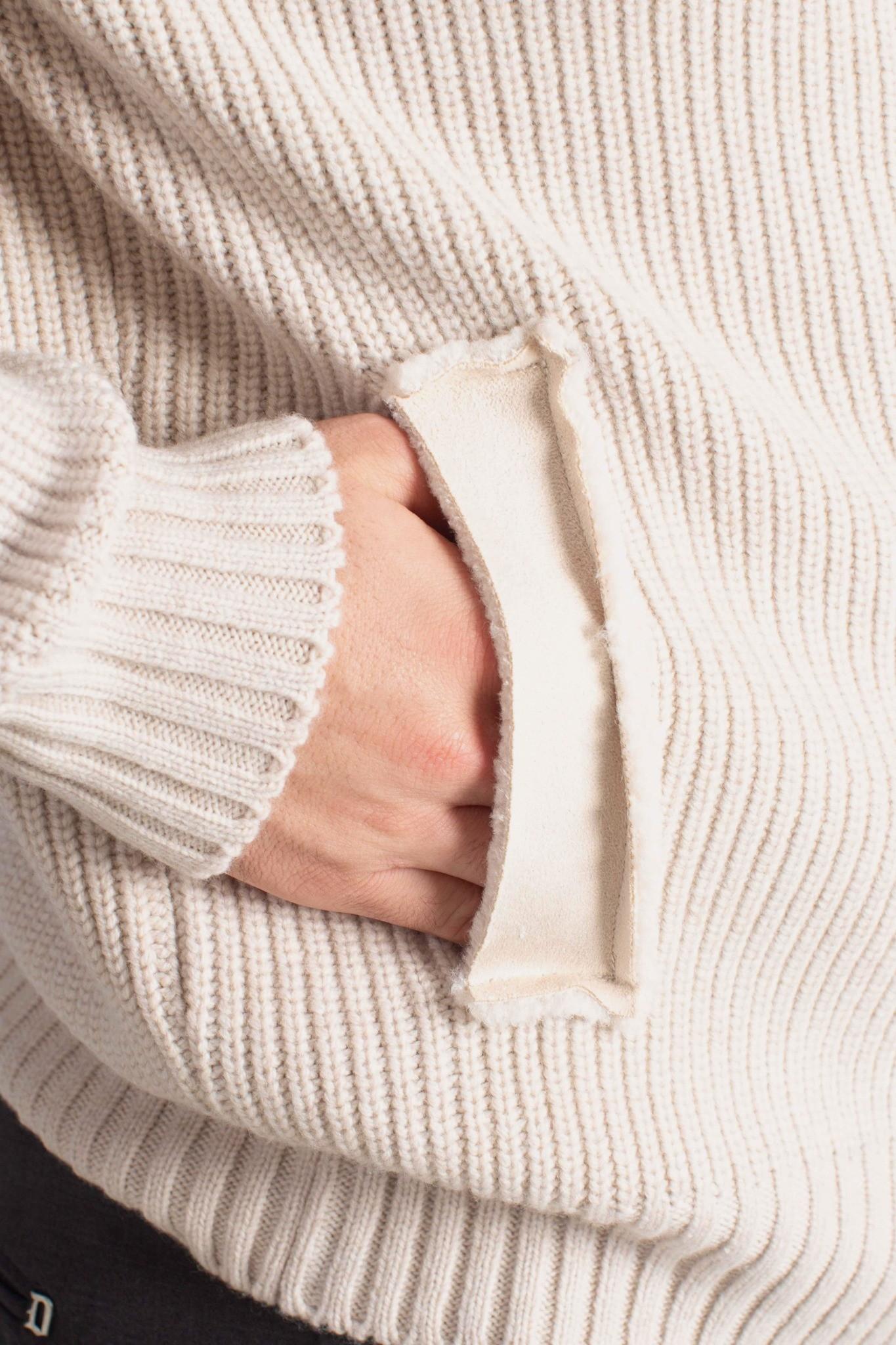 Cardigan in Lana Vergine con Dettagli in Teddy ivory 1311225015054 GRAN SASSO