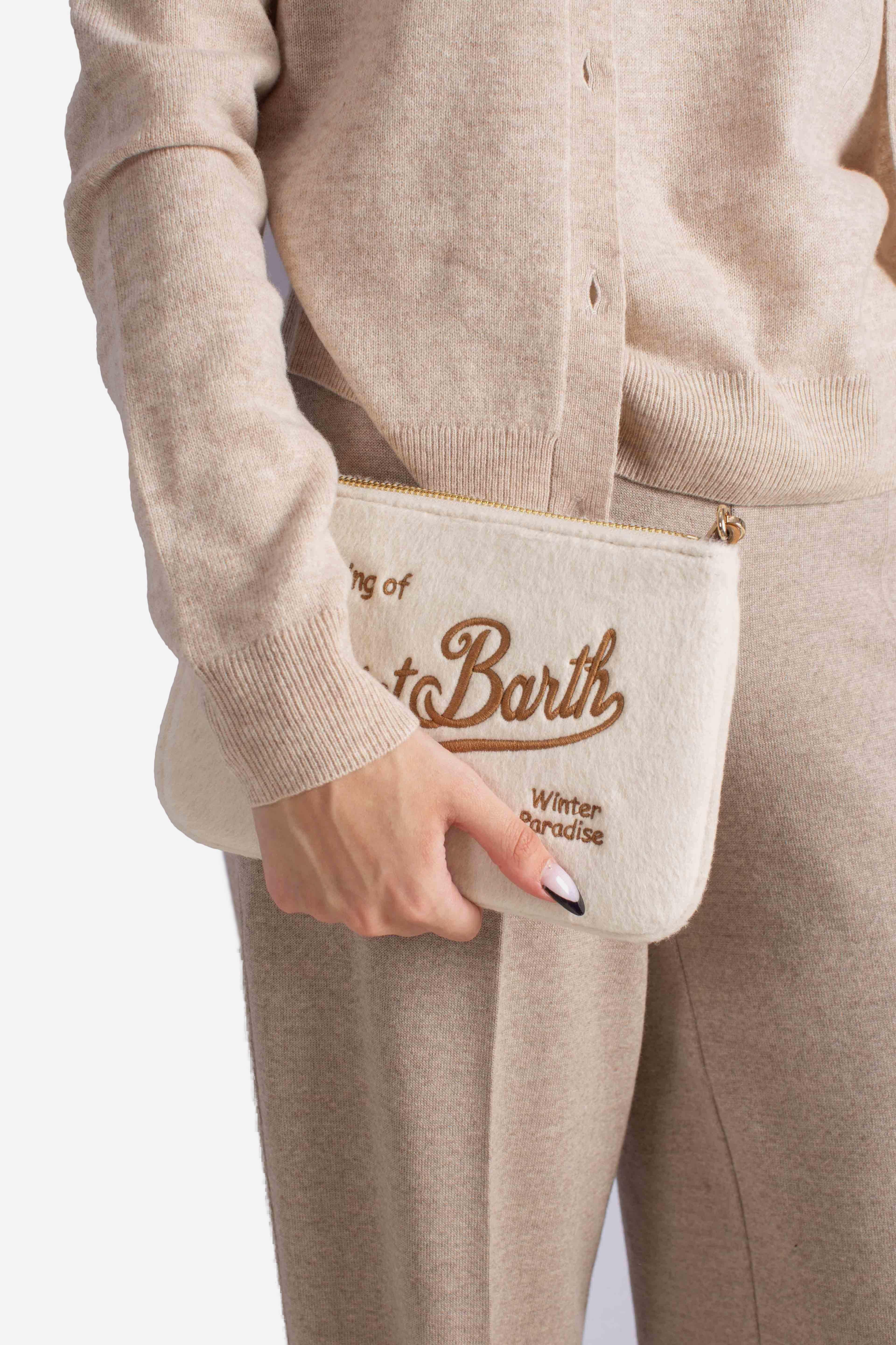Pouch white Mini Parisienne con ricamo Saint Barth PARM00300301I MC2 SAINT BARTH