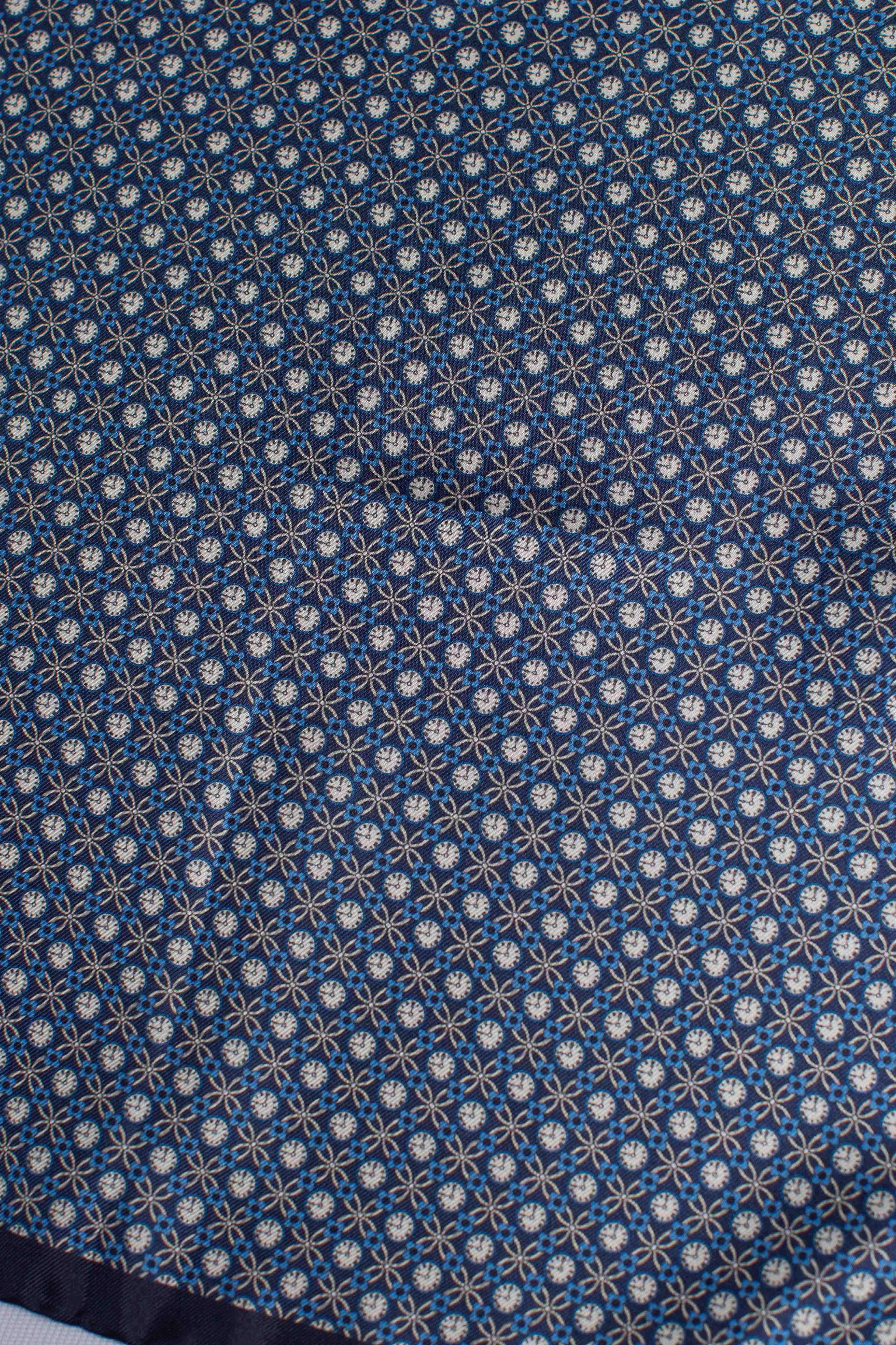 Pochette in seta stampa dandy orologi blu IJ48081 FEFE'