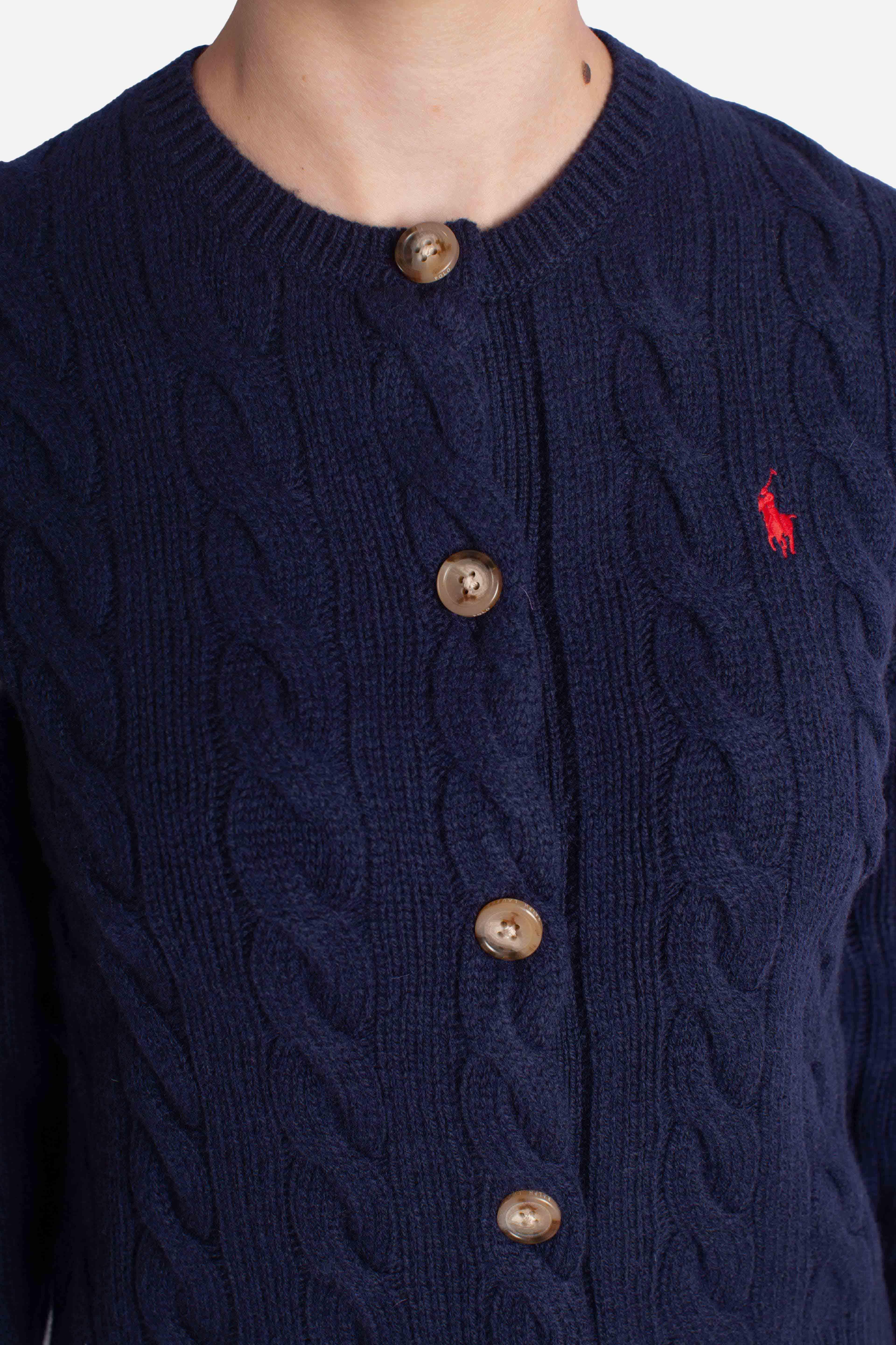 Cardigan a trecce in lana e cashmere blue 211972104004 POLO RALPH LAUREN