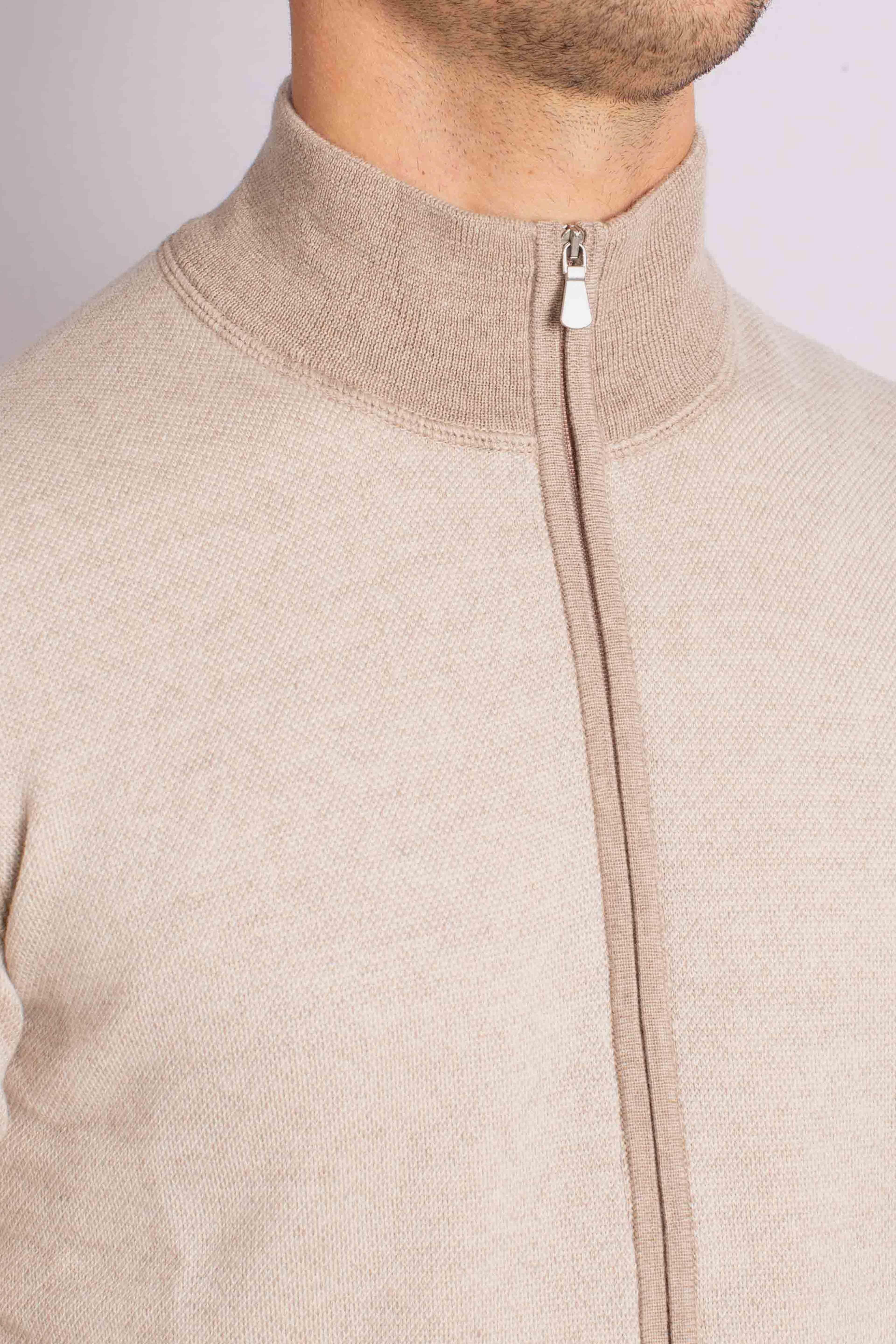 Cardigan Uomo con Zip in Lana beige 5711414241018 GRAN SASSO