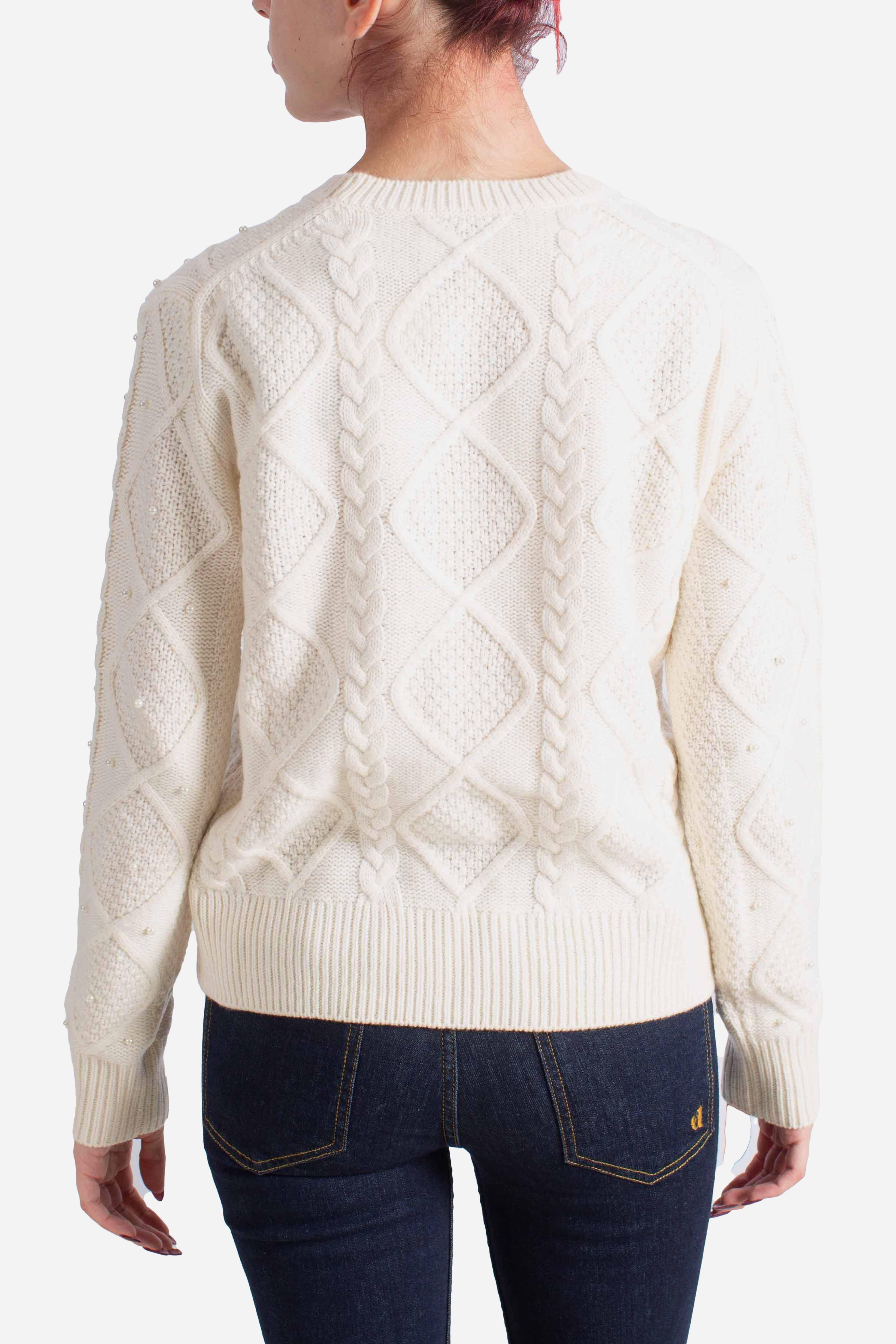 Maglia white con Treccia e Perline MALM000300386I MC2 SAINT BARTH
